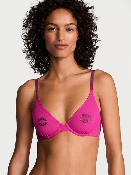 Жіночий бюстгальтер Victoria's Secret Sheer Shine Motif Unlined Low-Cut Demi Bra зображення