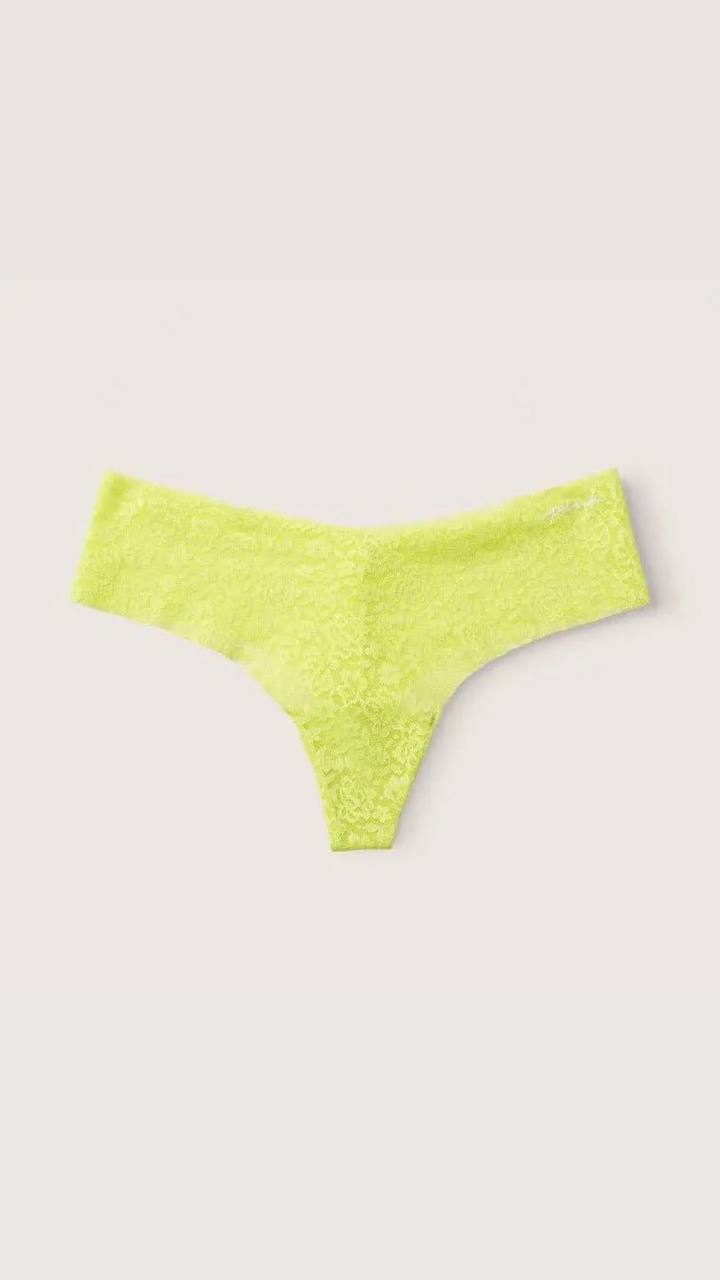 Безшовні трусики-стрінги від PINK -  No-Show Lace-Trim High-Leg Thong Panty