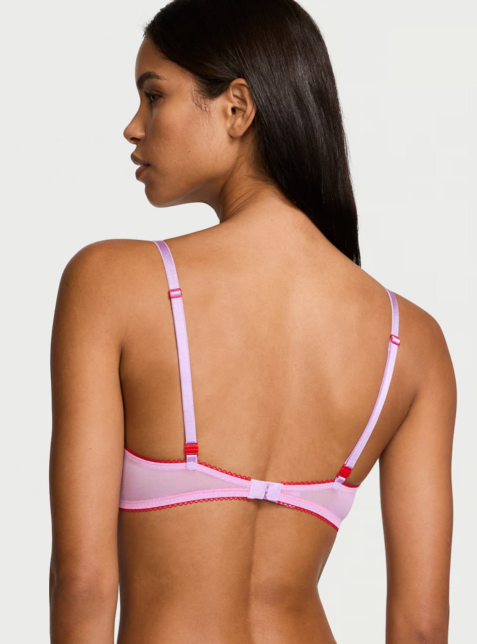 Мереживний комплект від Victoria's Secret - Tease Mesh Lace-Trim Cheeky Panty  / Lightly Lined Wireless Lace-Trim Bra Silky Lilac