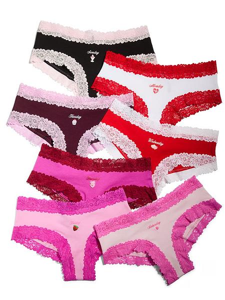 Набір трусиків від PINK - 7-Pack PINK Wink™ Lace-Trim Cheeky Panties зображення