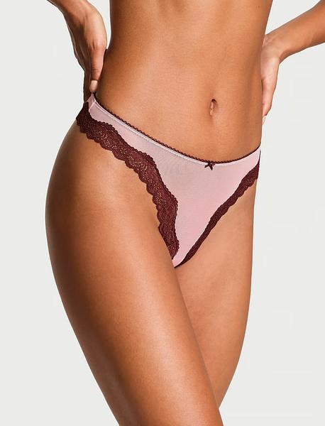 Мереживні стрінги від Victoria’s Secret - Tease Mesh Lace-Trim High-Leg Thong Panty зображення