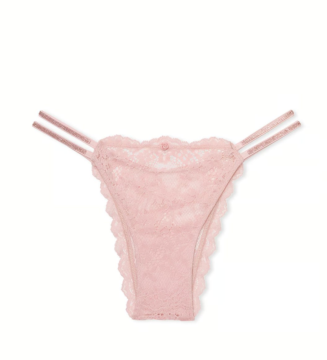 Мереживні трусики зі стразами від Victoria's Secret Twinkle Strap Lace Brazilian Panty