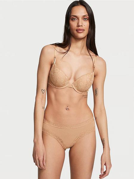 Трусики з мереживом від Victoria’s Secret - Lace-Waist Cotton Cheeky Panty зображення