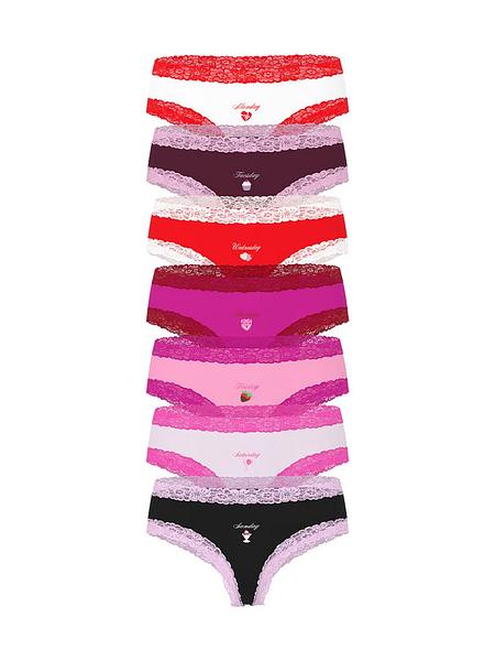 Набір трусиків від PINK - 7-Pack PINK Wink™ Lace-Trim Cheeky Panties зображення