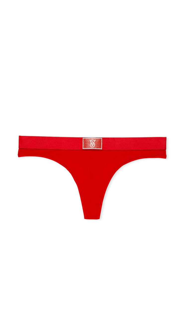 Cтрінги з блискучим логотипом від Victoria’s Secret - Logo Cotton Shine Patch Thong Panty