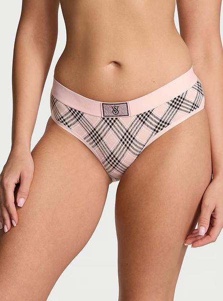 Трусики з блискучим логотипом від Victoria’s Secret - Logo Cotton Shine Patch Hiphugger Panty зображення