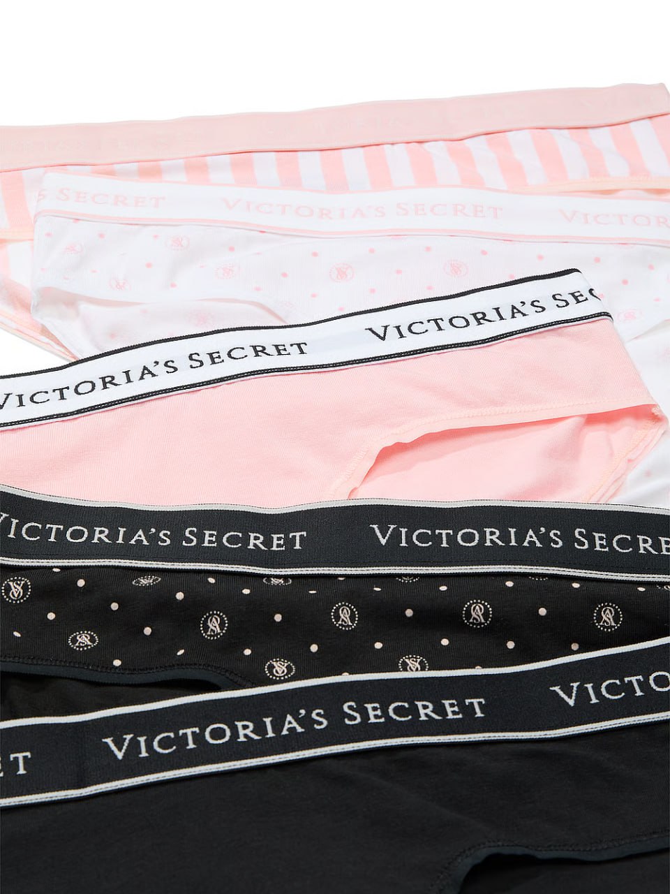 Набір жіночих трусиків Victoria's Secret - 5-Pack Logo Cotton Hiphugger Panties