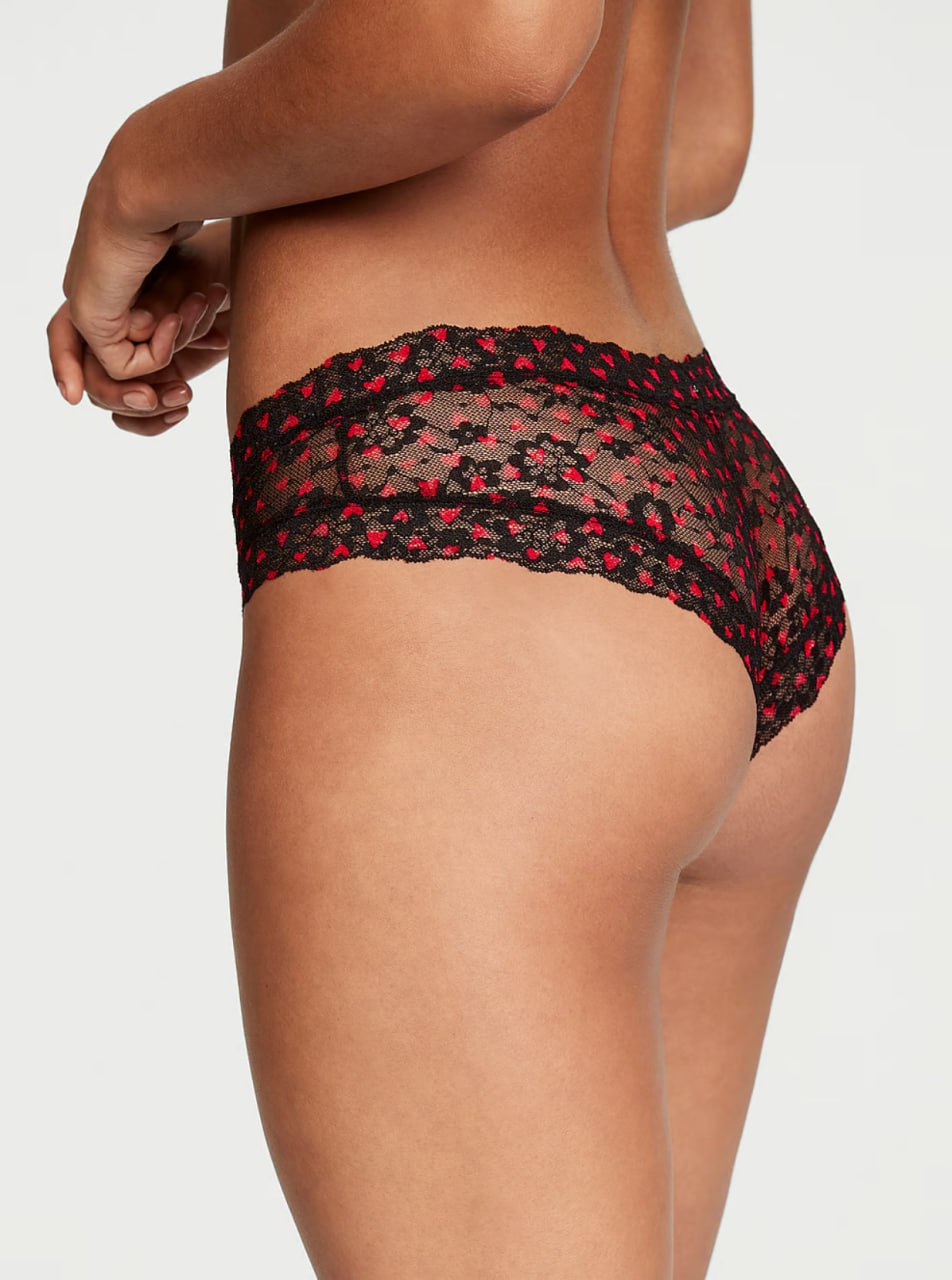 Чорний комплект з принтом серця від Victoria’s Secret - Sexy Tee Smooth Push-Up Bra / Lace Cheeky Panty