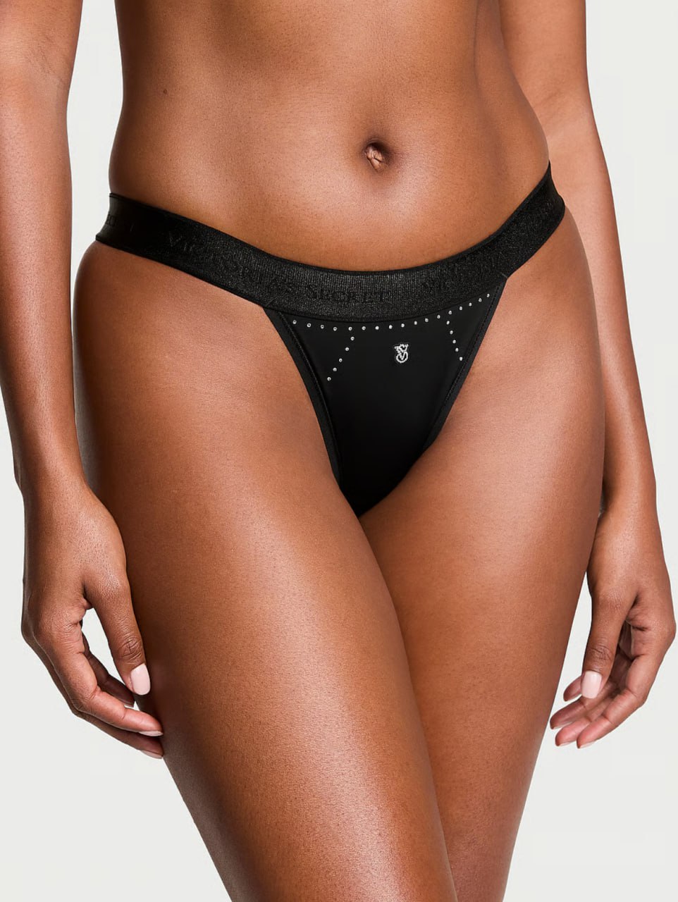 Трусики з блискучим логотипом від Victoria’s Secret - Logo Cotton Shine Patch Tanga Panty