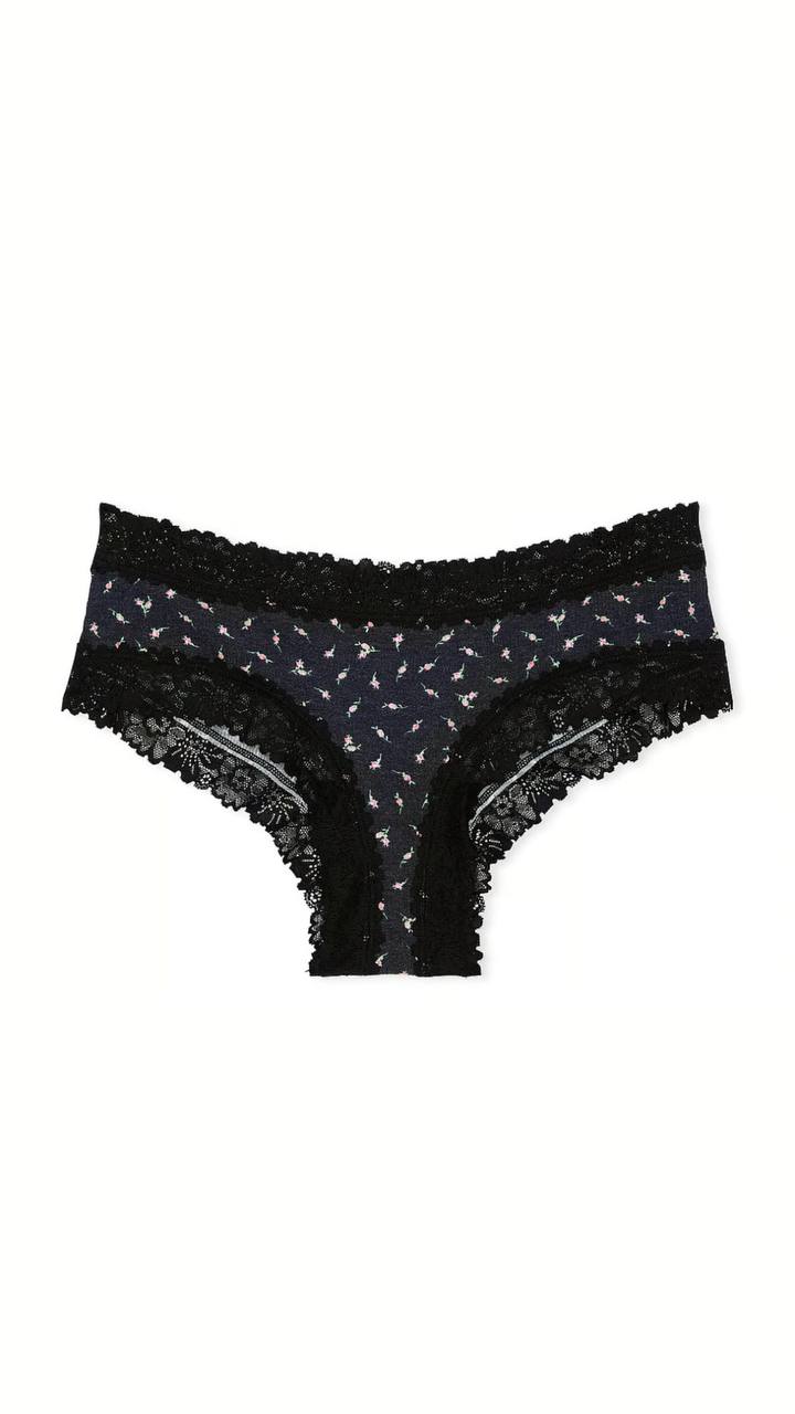 Жіночі трусики з принтом та мереживом від PINK - Wink Lace-Trim Cheeky Panty