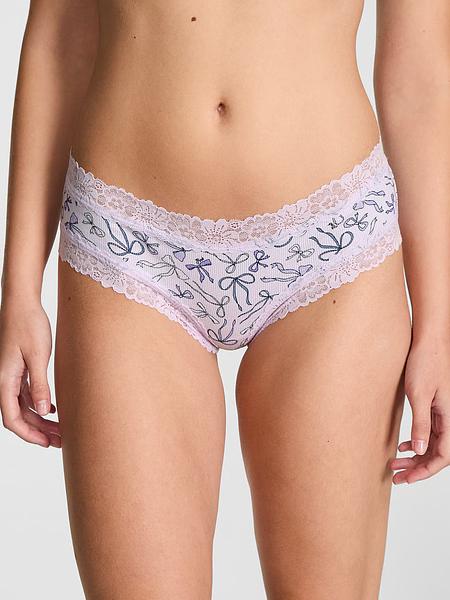 Жіночі трусики з принтом та мереживом від PINK - Wink Lace-Trim Cheeky Panty зображення