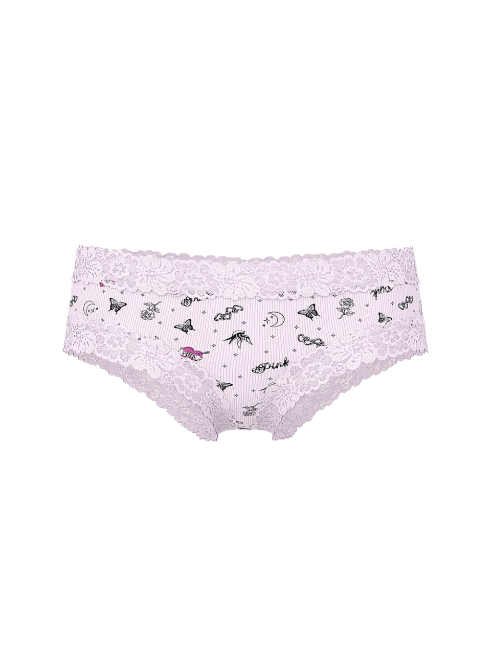 Жіночі трусики з принтом та мереживом від PINK - Wink Lace-Trim Cheeky Panty