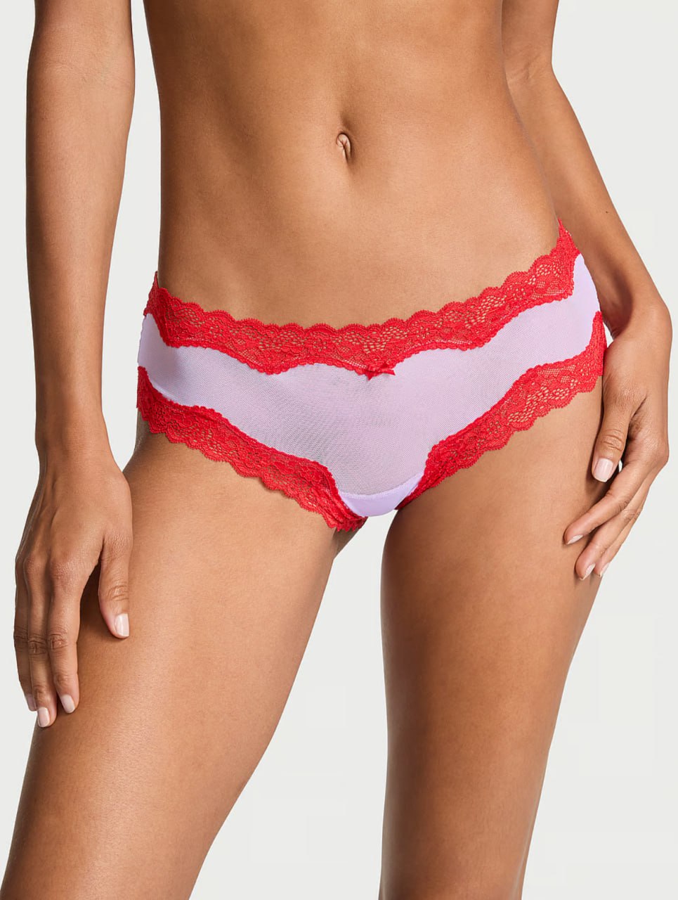 Мереживний комплект від Victoria's Secret - Tease Mesh Lace-Trim Cheeky Panty  / Lightly Lined Wireless Lace-Trim Bra Silky Lilac