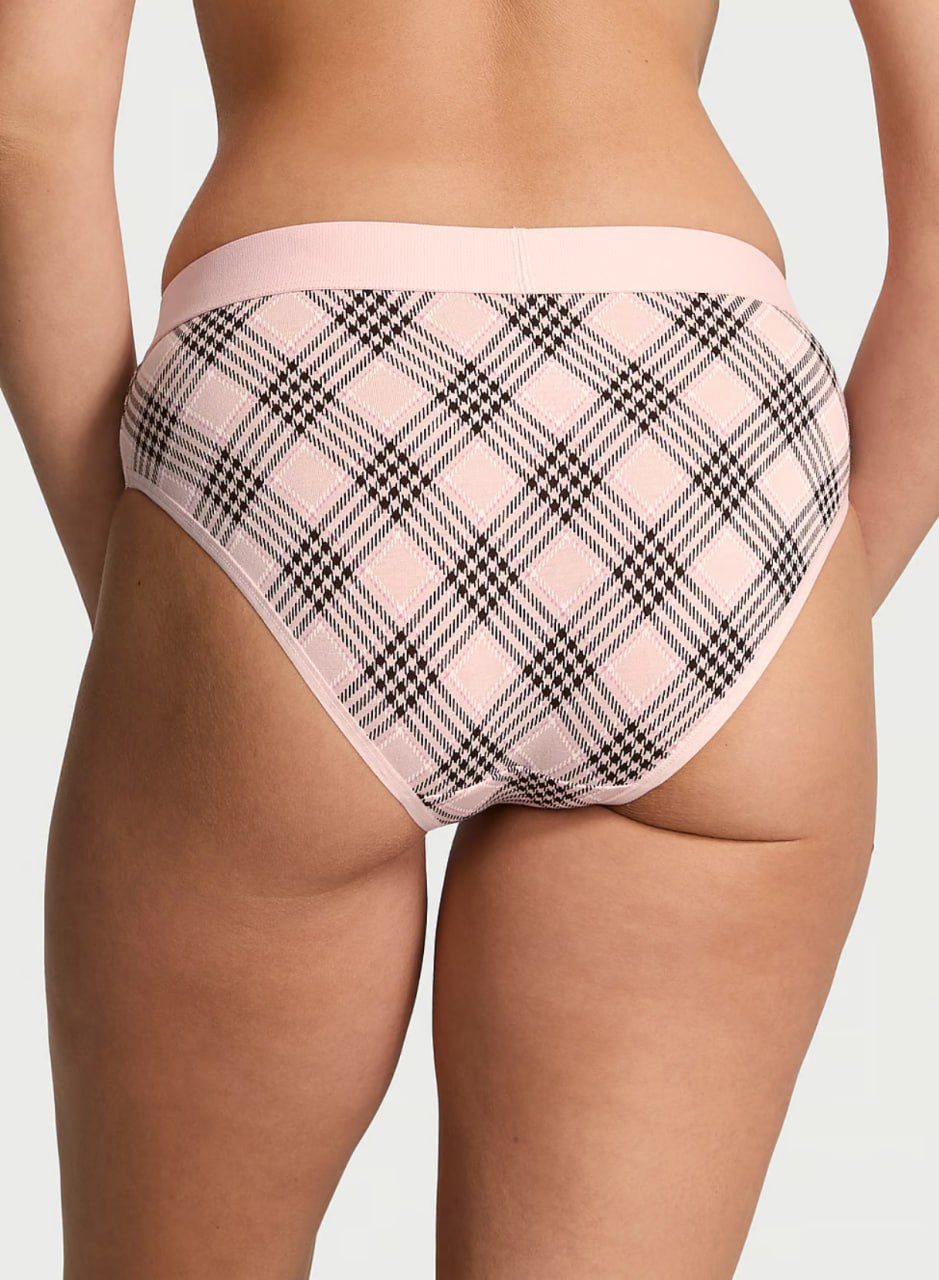 Комплект від Victoria’s Secret в клітинку - Shine Patch Lightly Lined Wireless Bra / Logo Cotton Shine Patch Hiphugger Panty