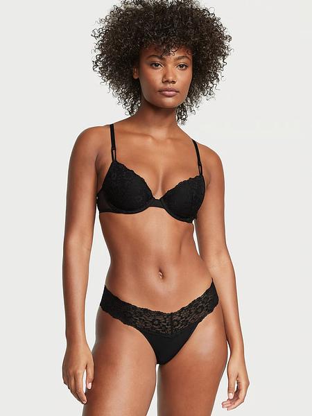 Мереживні cтрінги від Victoria’s Secret - Lace-Waist Cotton Thong Panty зображення