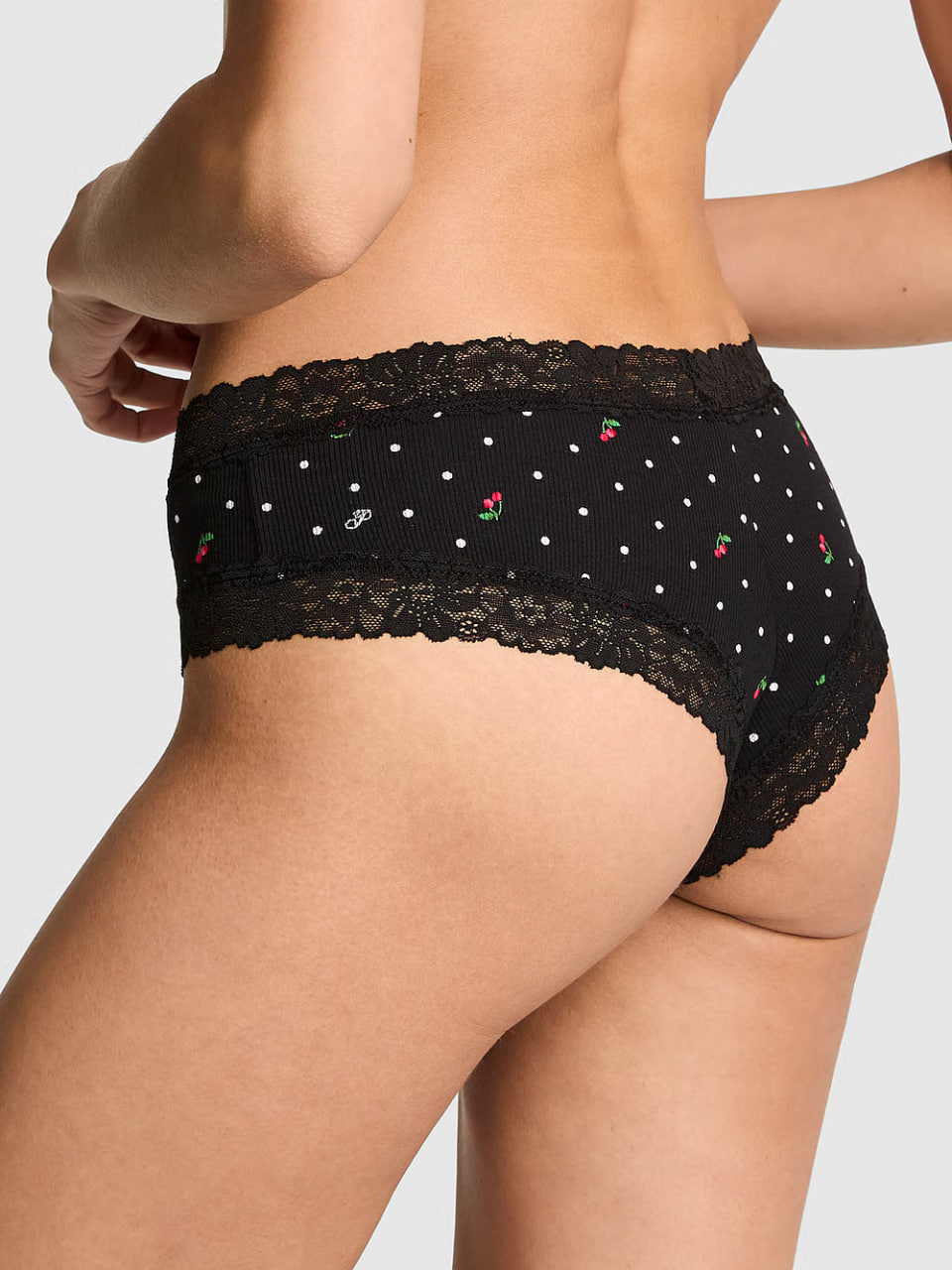 Жіночі трусики з принтом та мереживом від PINK - Wink Lace-Trim Cheeky Panty