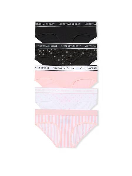 Набір жіночих трусиків Victoria's Secret - 5-Pack Logo Cotton Hiphugger Panties зображення