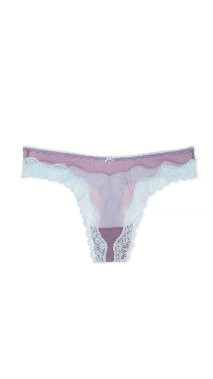 Мереживний комплект від Victoria's Secret - Tease Mesh Lace-Trim High-Leg Thong Panty / Lightly Lined Wireless Lace-Trim Bra