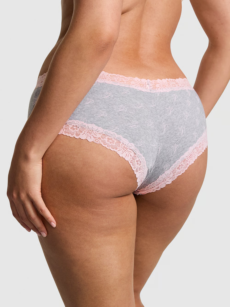 Жіночі трусики з принтом та мереживом від PINK - Wink Lace-Trim Cheeky Panty