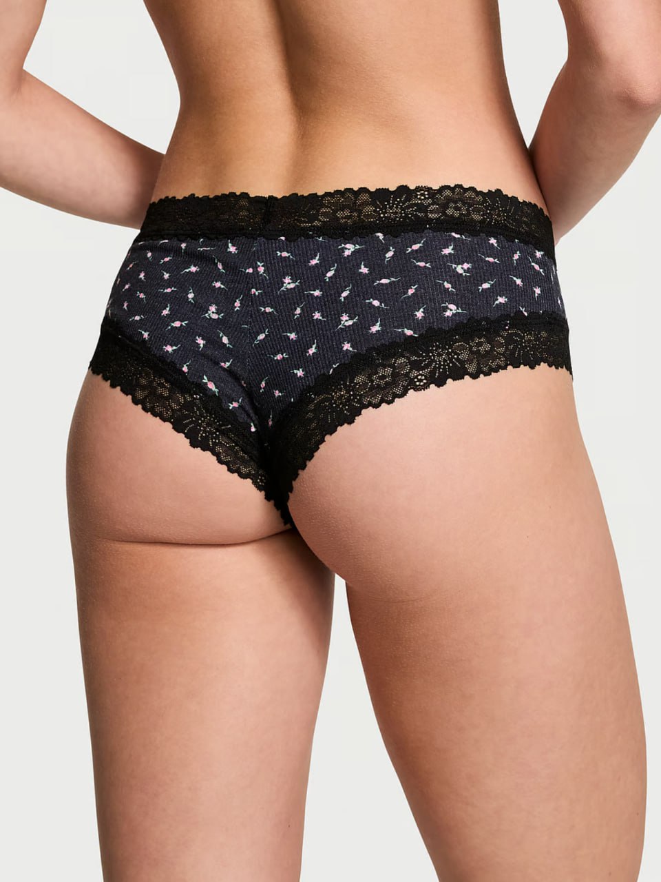 Жіночі трусики з принтом та мереживом від PINK - Wink Lace-Trim Cheeky Panty