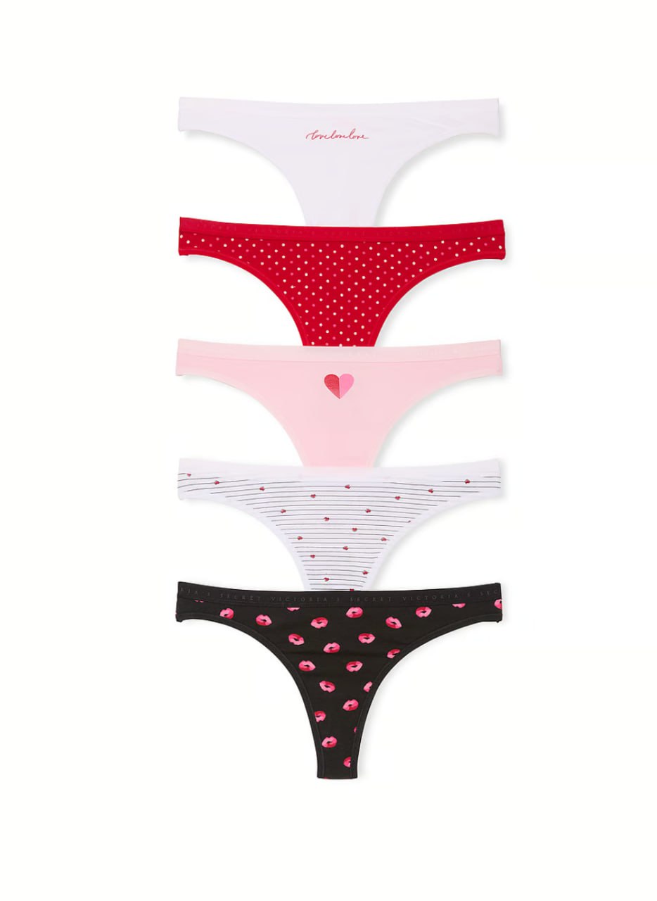 Набір стрінгів від Victoria's Secret -  5-Pack Stretch Cotton Thong Panties