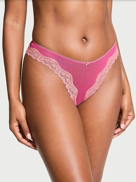 Мереживні стрінги від Victoria’s Secret - Tease Mesh Lace-Trim High-Leg Thong Panty зображення