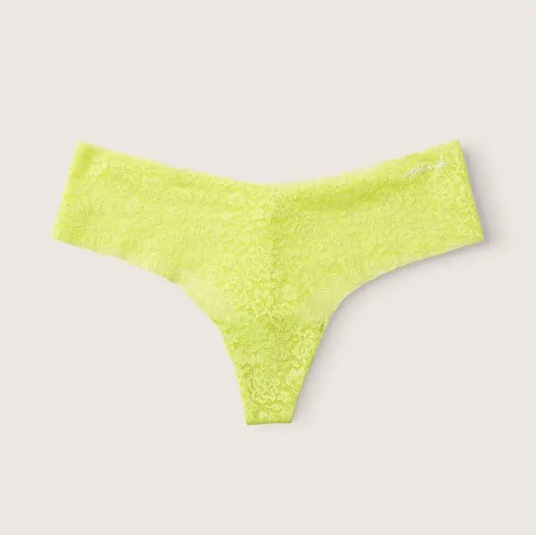 Безшовні трусики-стрінги від PINK -  No-Show Lace-Trim High-Leg Thong Panty