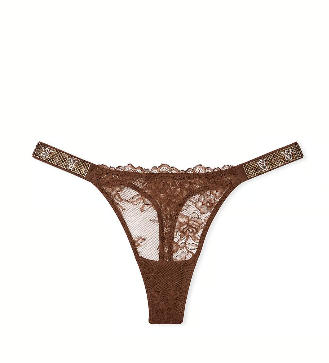 Стрінги зі стразами від Victoria's Secret Shine Strap Rose Lace Panty