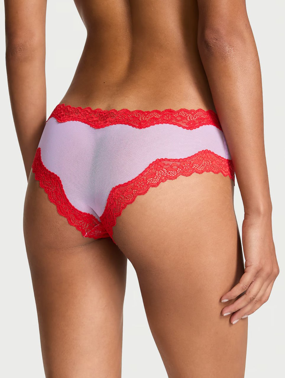 Мереживний комплект від Victoria's Secret - Tease Mesh Lace-Trim Cheeky Panty  / Lightly Lined Wireless Lace-Trim Bra Silky Lilac
