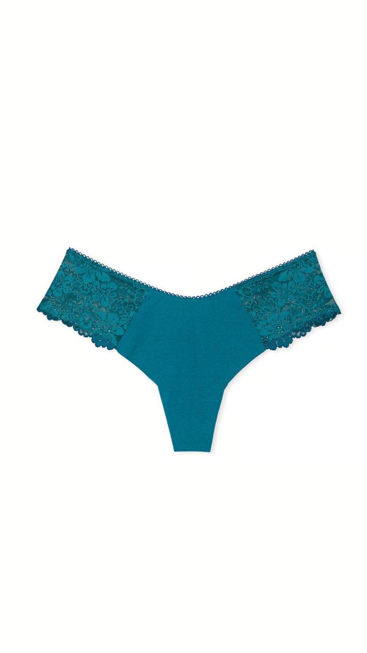Безшовні трусики-стрінги від PINK - No-Show Lace-Trim High-Leg Thong Panty