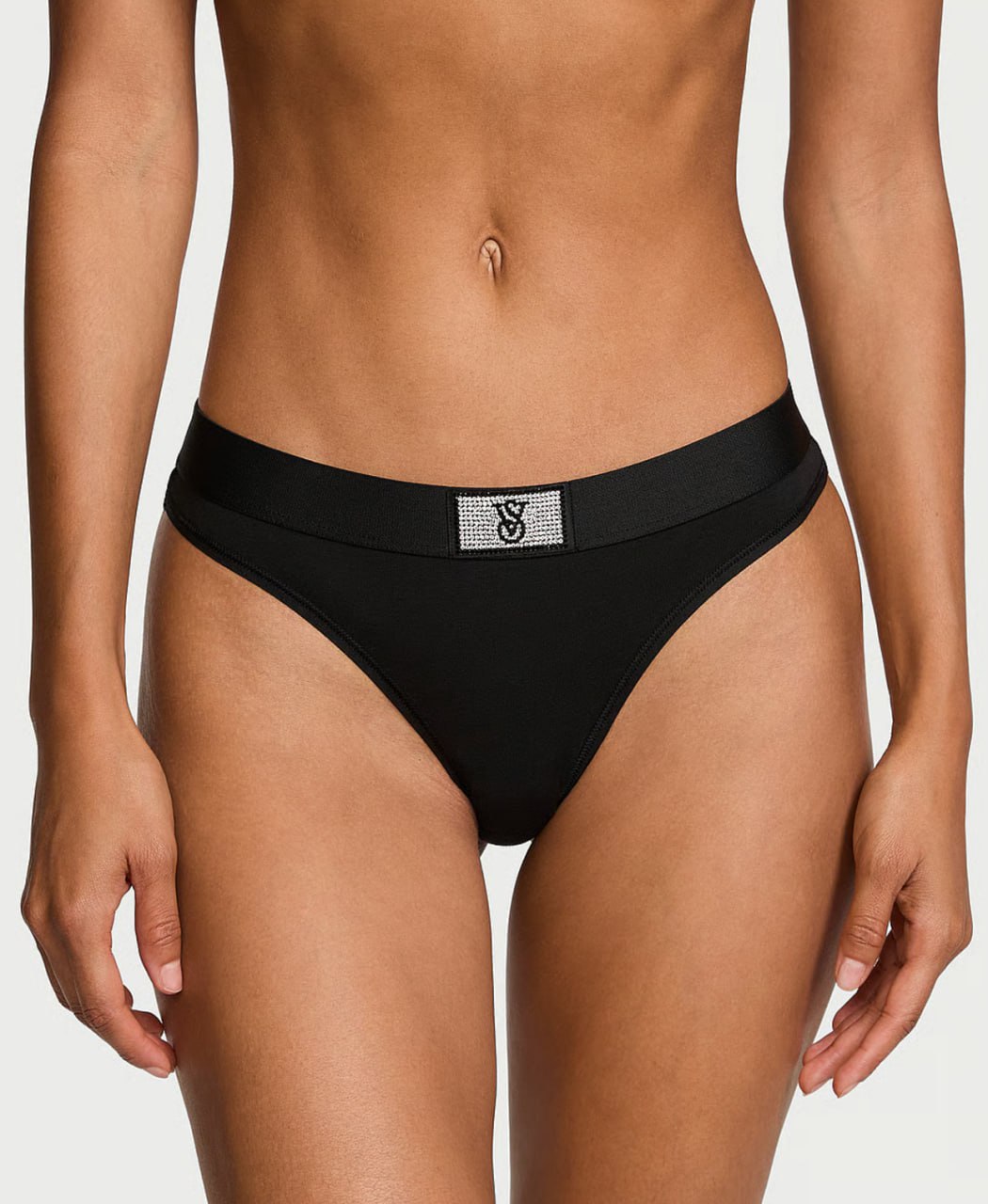 Cтрінги з блискучим логотипом від Victoria’s Secret - Logo Cotton Shine Patch Thong Panty