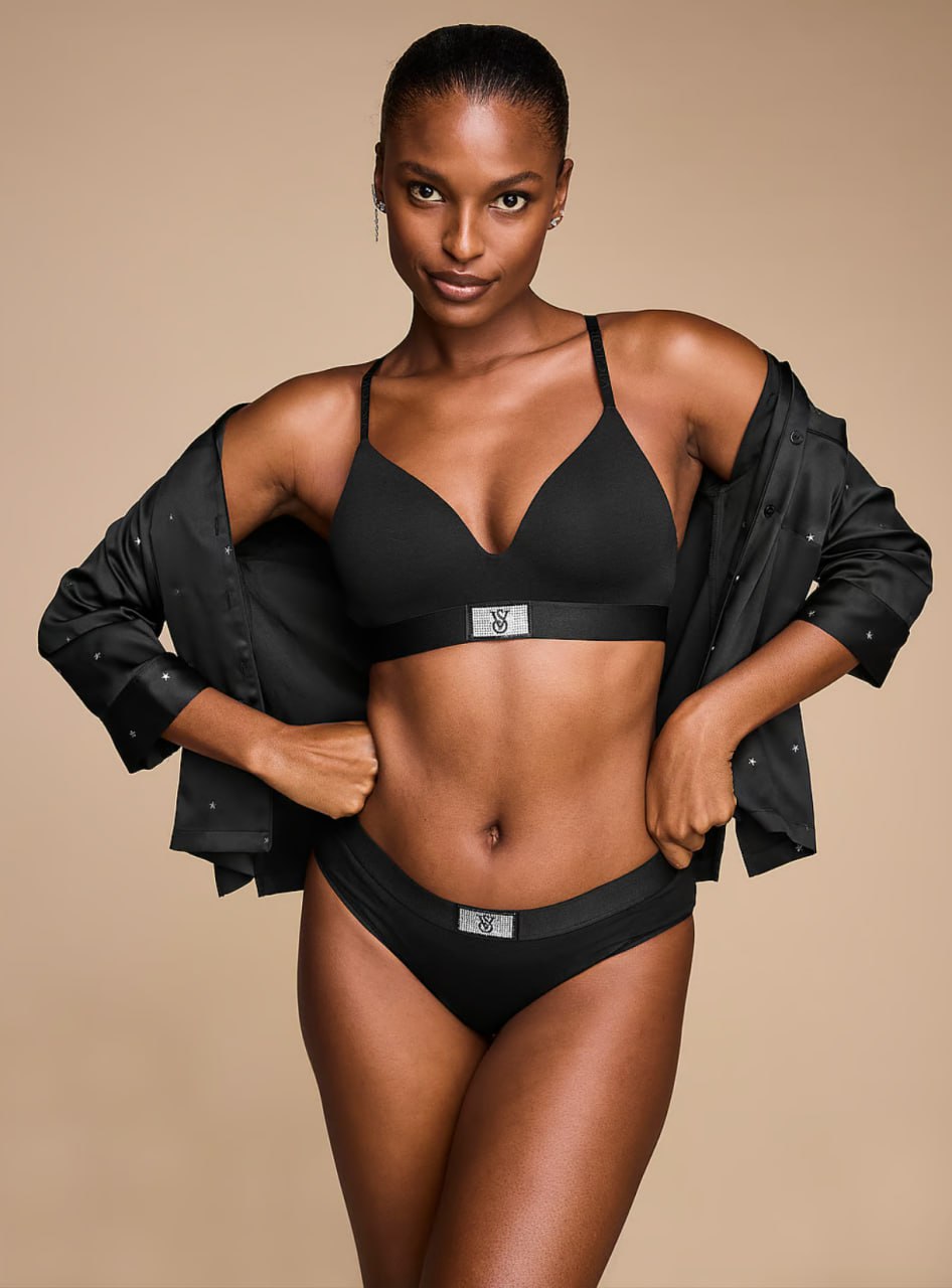 Трусики з блискучим логотипом від Victoria’s Secret - Logo Cotton Shine Patch Hiphugger Panty