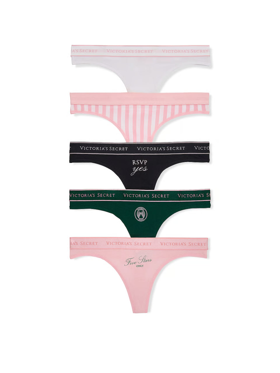 Набір стрінгів від Victoria's Secret 5-Pack Logo Cotton Thong Panties Multi