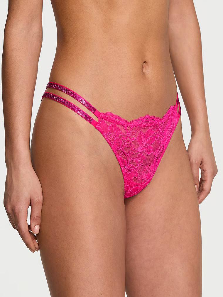 Трусики зі стразами від Victoria's Secret - Double Shine Strap Lace Brazilian Panty