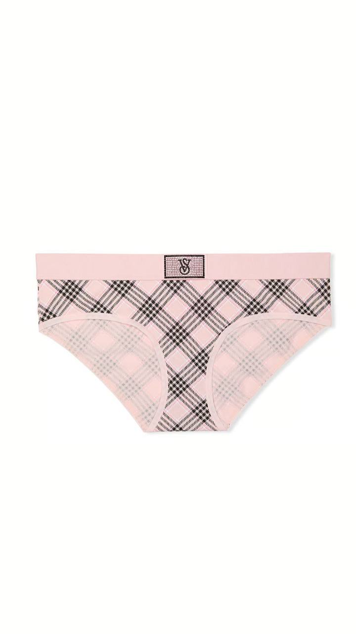 Комплект від Victoria’s Secret в клітинку - Shine Patch Lightly Lined Wireless Bra / Logo Cotton Shine Patch Hiphugger Panty