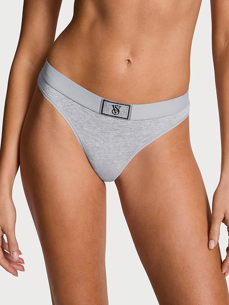 Cтрінги з блискучим логотипом від Victoria’s Secret - Logo Cotton Shine Patch Thong Panty зображення