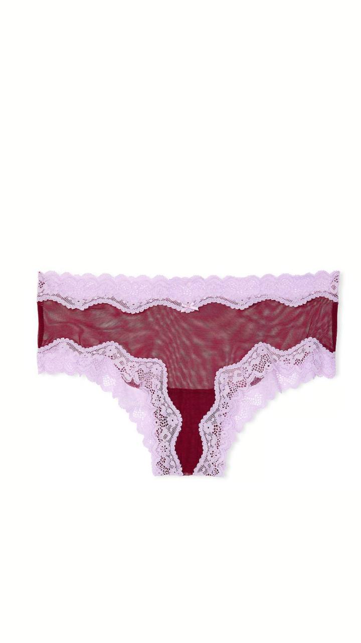 Мереживний комплект від Victoria’s Secret бюстгальтер + 2 пари трусиків  - Tease Unlined Demi Bra / Tease Mesh Lace-Trim Cheeky and Thong Panty 