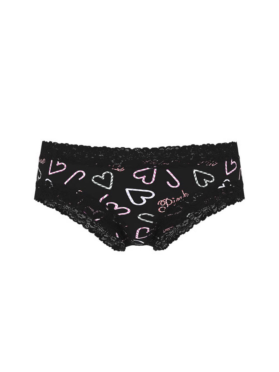 Жіночі трусики з принтом та мереживом від PINK - Wink Lace-Trim Cheeky Panty