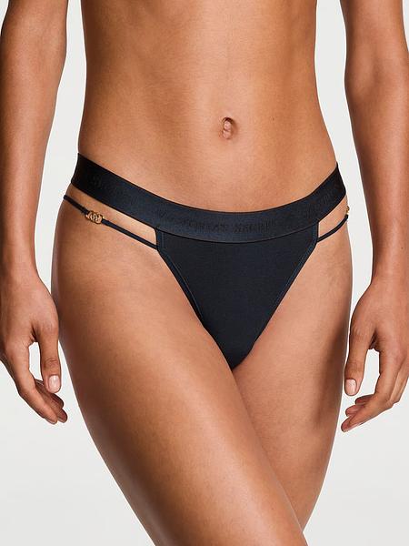 Трусики-стринги з подвійними бретелями - Logo Cotton Strappy Thong Panty зображення