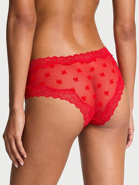 Трусики з мереживом у червоному кольорі від Victoria’s Secret - Mesh Lace-Trim Cheeky Panty зображення