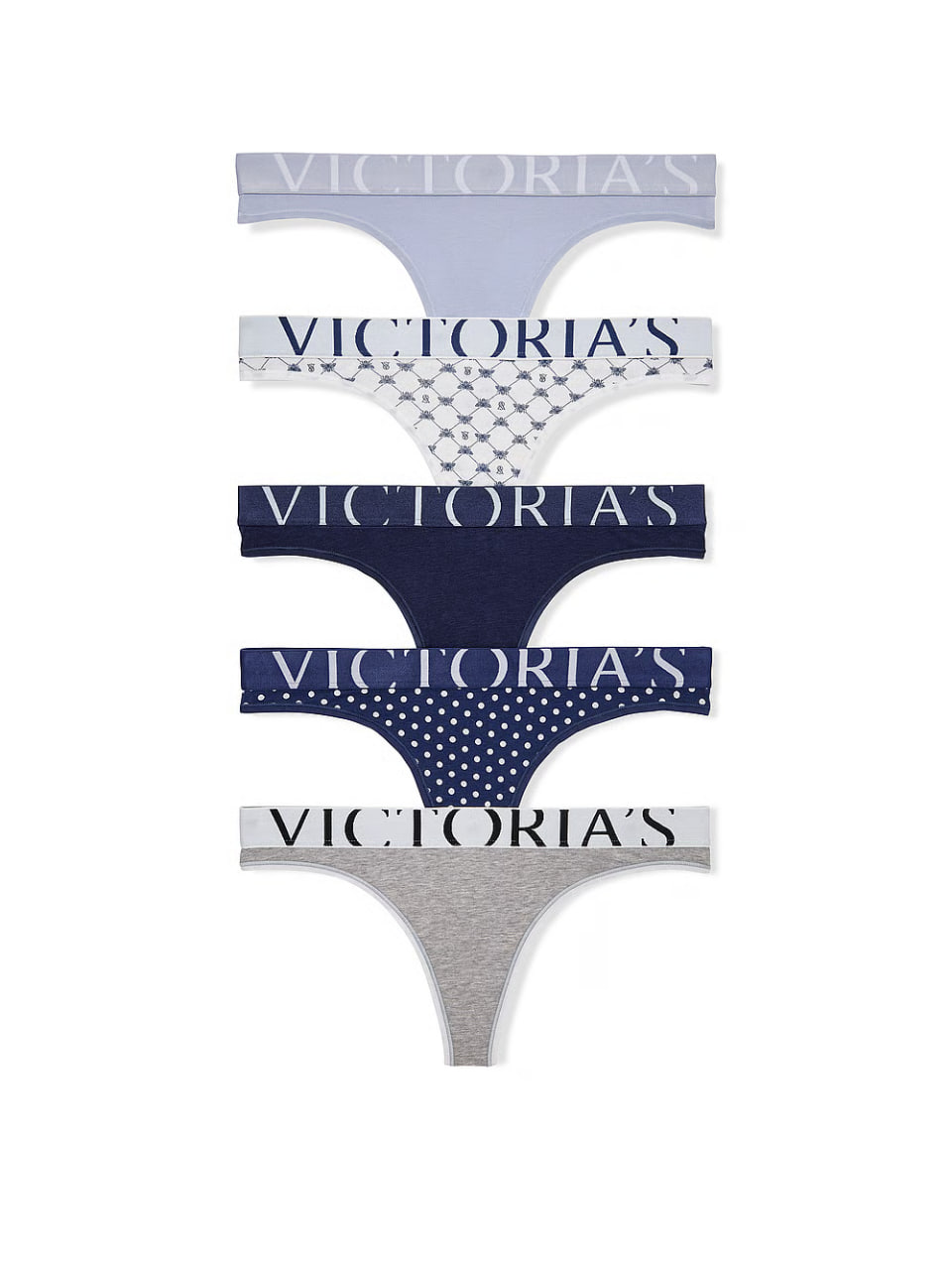 Набір стрінгів від Victoria's Secret 5-Pack Logo Cotton Thong Panties Multi