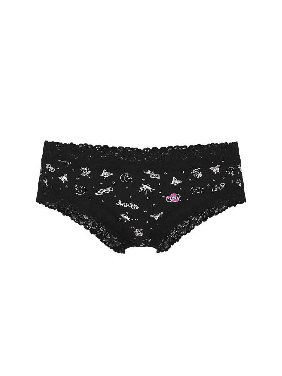 Жіночі трусики з принтом та мереживом від PINK - Wink Lace-Trim Cheeky Panty