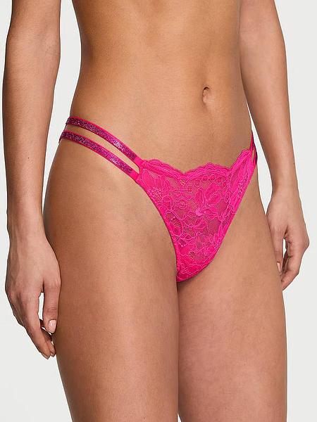Трусики зі стразами від Victoria's Secret - Double Shine Strap Lace Brazilian Panty зображення