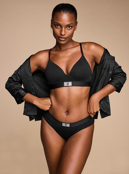 Трусики з блискучим логотипом від Victoria’s Secret - Logo Cotton Shine Patch Hiphugger Panty зображення
