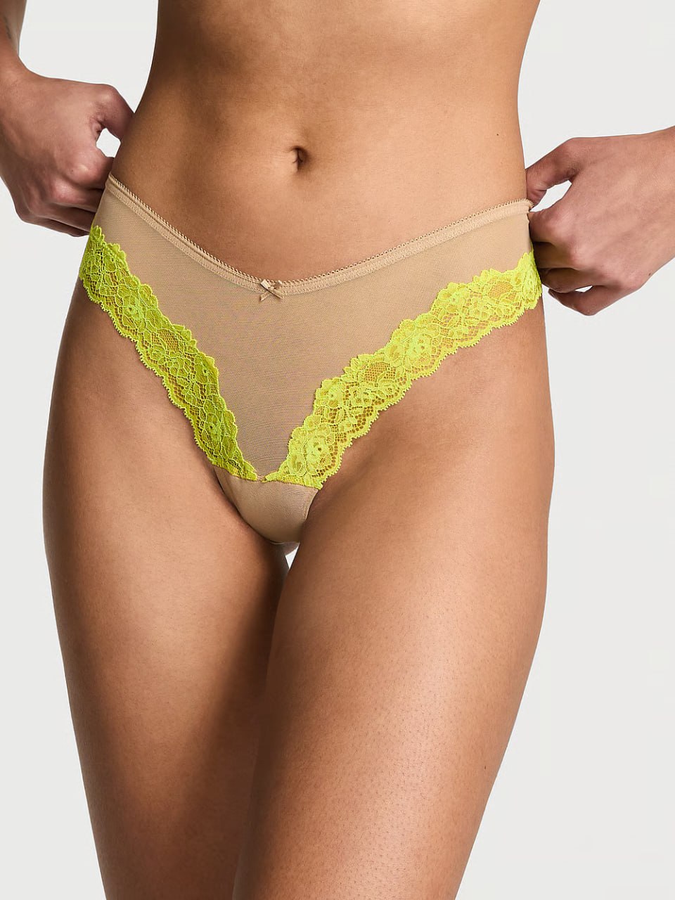 Стрінги від Victoria’s Secret - Mesh Lace-Trim High-Leg Thong Panty