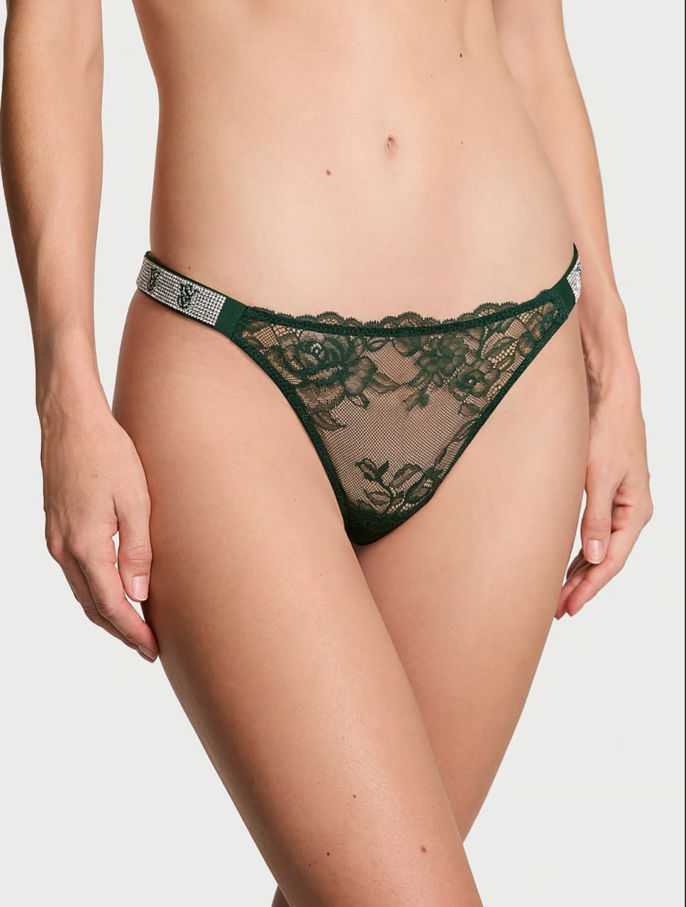 Стрінги зі стразами від Victoria's Secret Shine Strap Rose Lace Panty