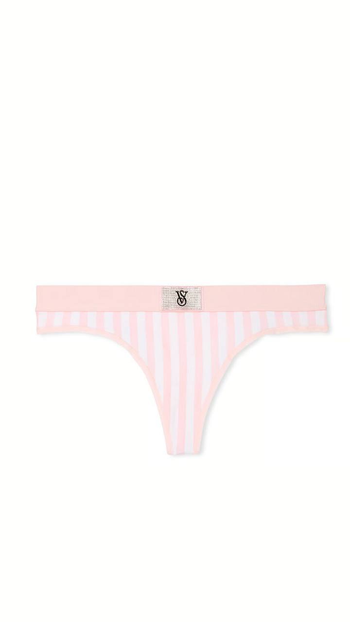 Cтрінги з блискучим логотипом від Victoria’s Secret - Logo Cotton Shine Patch Thong Panty