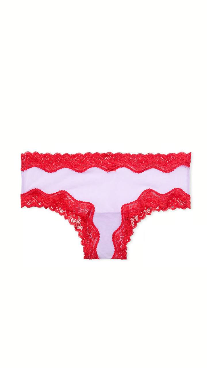 Мереживний комплект від Victoria's Secret - Tease Mesh Lace-Trim Cheeky Panty  / Lightly Lined Wireless Lace-Trim Bra Silky Lilac