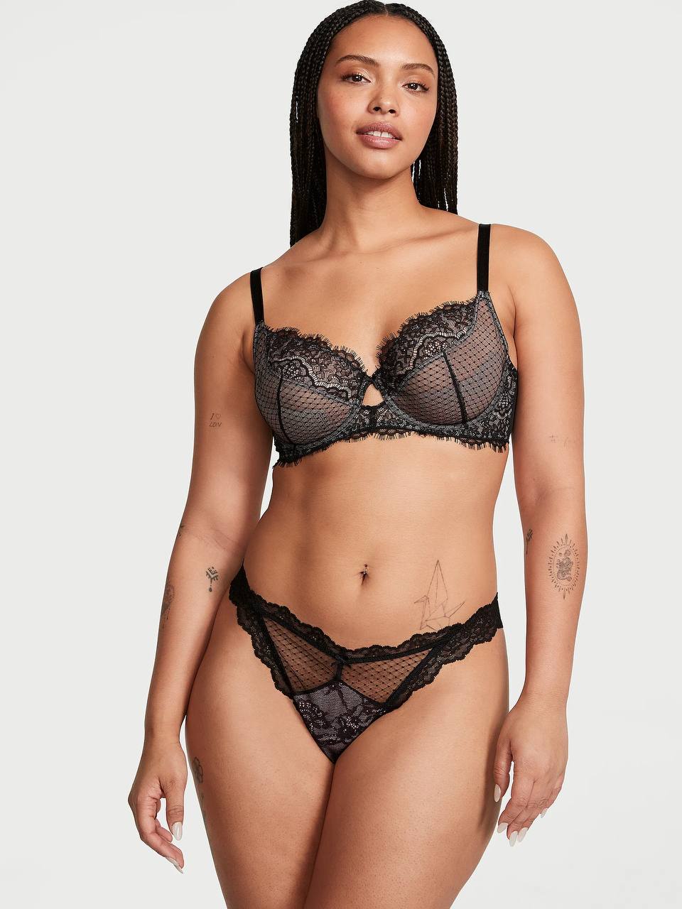 Мереживні стрінги від Victoria’s Secret - Lace & Mesh Thong Panty