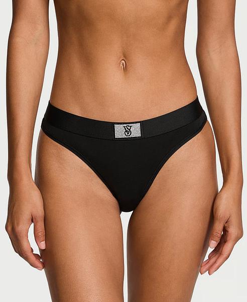 Cтрінги з блискучим логотипом від Victoria’s Secret - Logo Cotton Shine Patch Thong Panty зображення